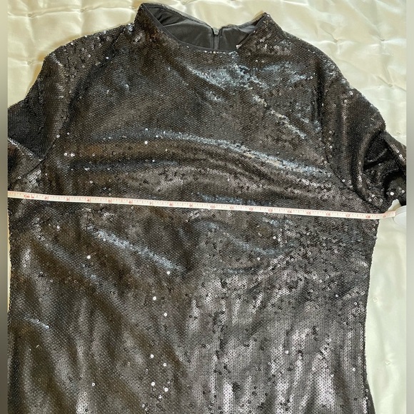 Calvin Klein Jet Black Polyester Sequin Mini Dress sz 14 - Picture 5 of 11